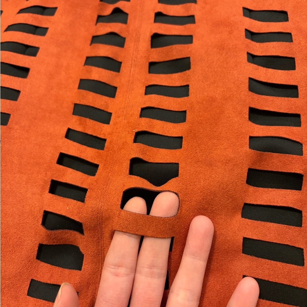 Burnt Orange and Black Patterned Pencil Skirt - Picture 6 of 9